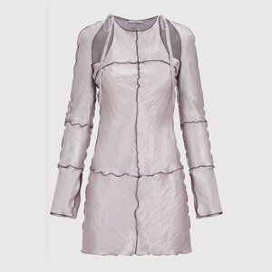 YUZEFI CURLY CUT OUT SHOULDER DRESS - LILAC